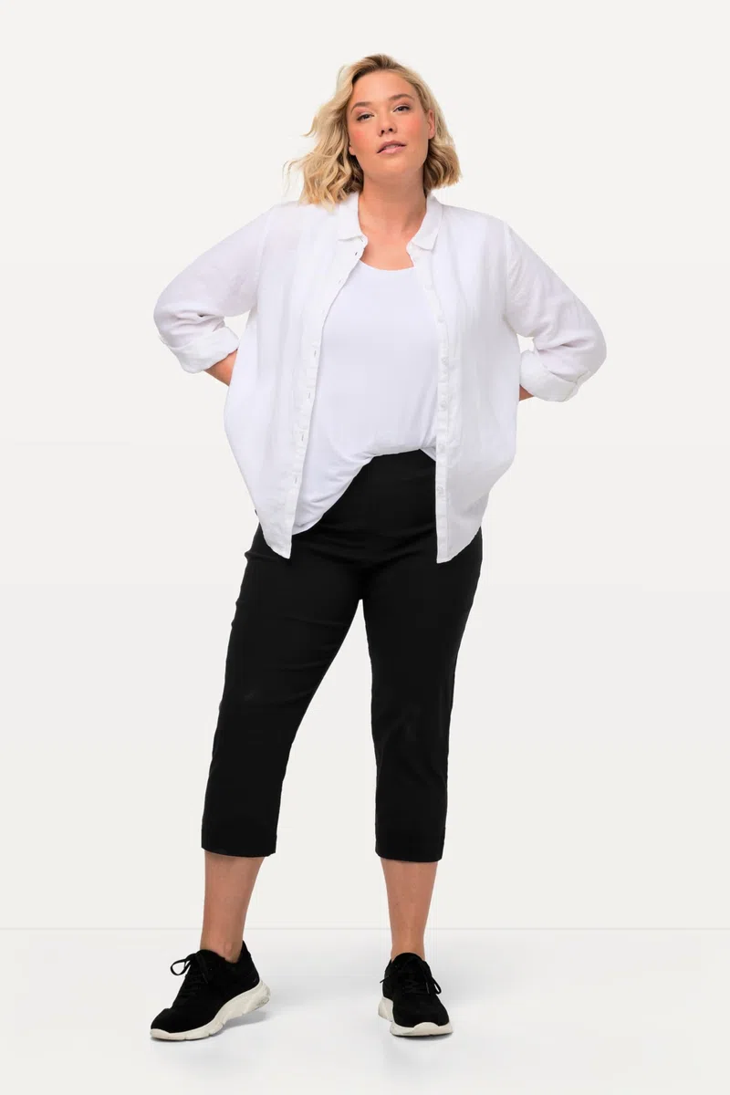 Ulla Popken Damen große Größen Übergrößen Plus Size Bengalinhose, wadenlang, Elastikbund, Stretch 640914