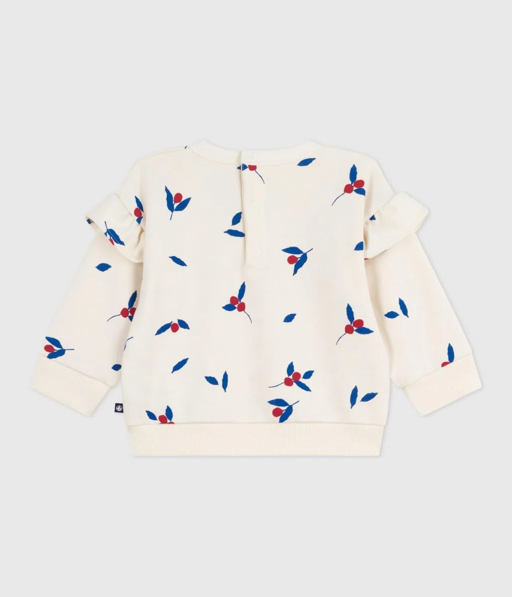Petit Bateau Sweatshirt bébé en Coton imprimé Baies à Volants