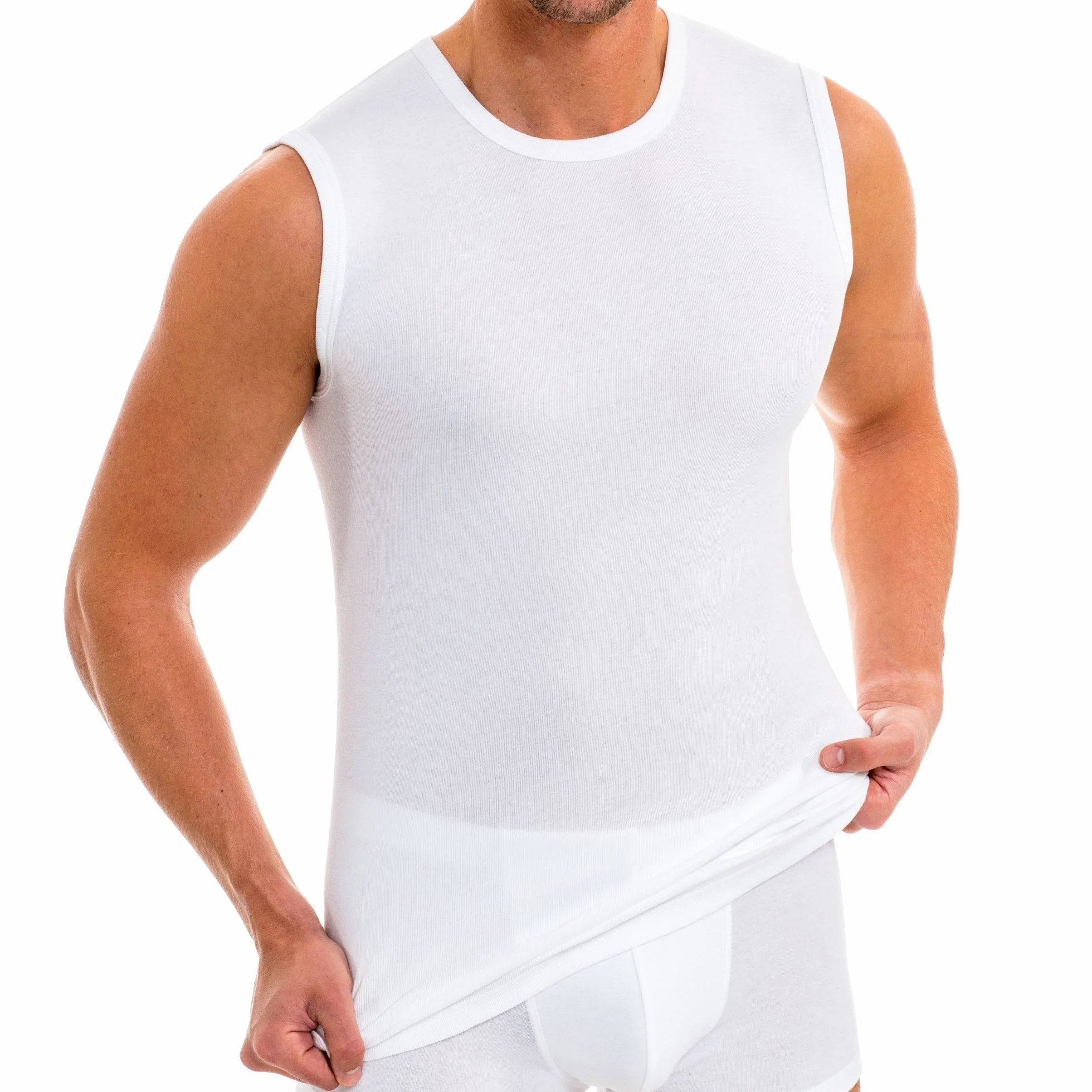HERMKO 3040 3er Pack Herren Tank Top Unterhemd mit Rundhals-Ausschnitt aus 100% Bio-Baumwolle