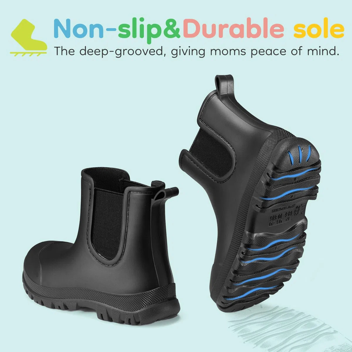 GINNI Gummistiefel Kinder Wasserdichte Schuhe Jungen Mädchen Unisex Kinder Regenstiefel Leicht Gummischuhe Rutschfest Stiefeletten
