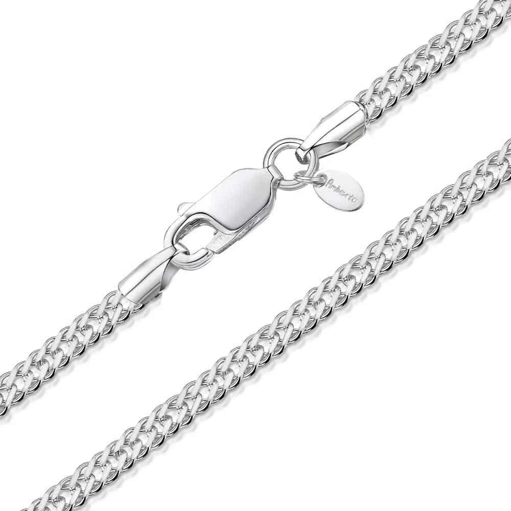Amberta 925 Sterlingsilber Damen-Halskette - Rhombus Panzerkette - 2 mm Breite - Verschiedene Längen: 40 45 50 55 cm