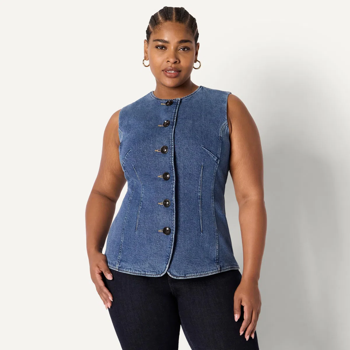Amazon Essentials Damen Regular-Fit-Jeansweste Verdeckte Knopfleiste