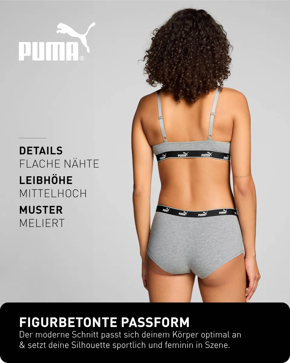 PUMA Damen Unterwäsche Elements Mini Shorts 4er Pack