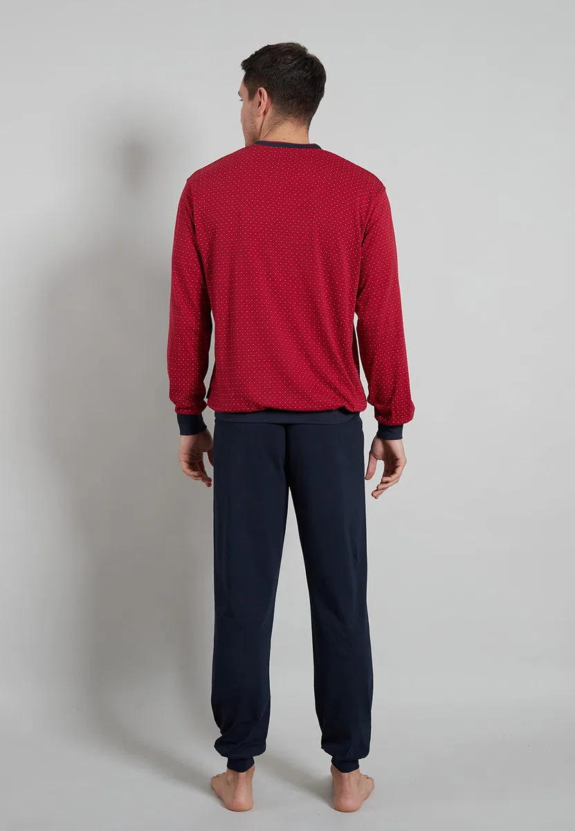 Götzburg Herren Pyjama Schlafanzug lang mit Bündchen (chili pepper)