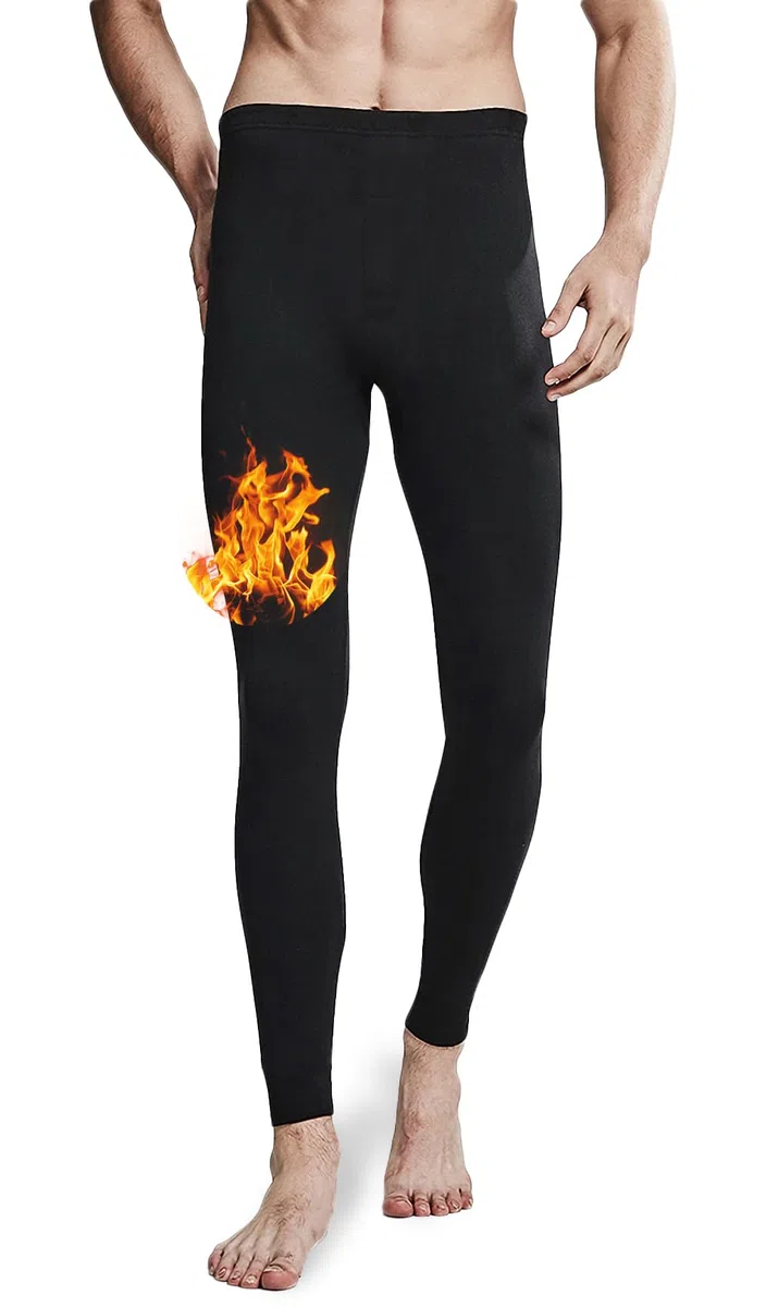 Gefütterte Thermounterhose aus Baumwolle - Extra Warme Herren Thermo Unterhosen - Lange Winter Skiunterwäsche mit Fleece
