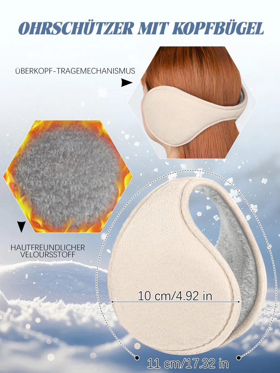 VZV 4-in-1 Winter-Set für Damen, Bommelmütze, Touchscreen-Handschuhe, Strickschal, Fleece-Ohrenschützer