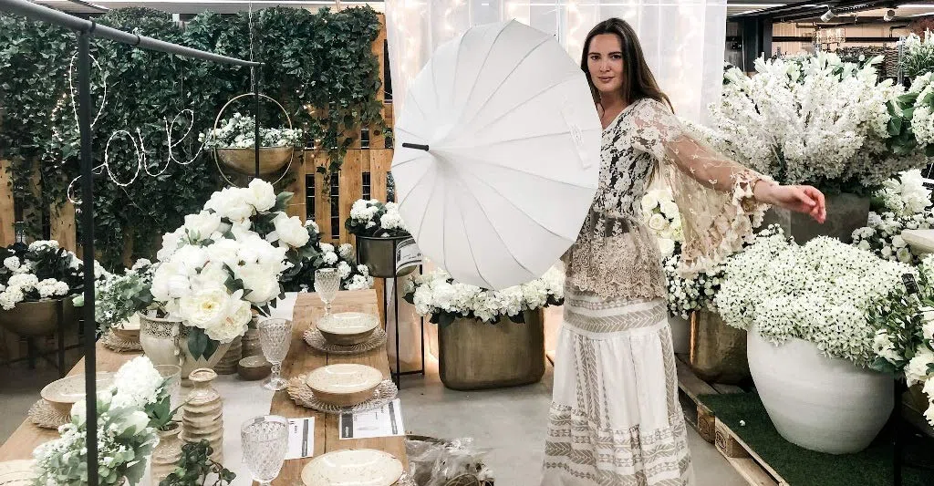 VON LILIENFELD Regenschirm Sonnenschirm Hochzeit Brautschirm Pagode Fabienne