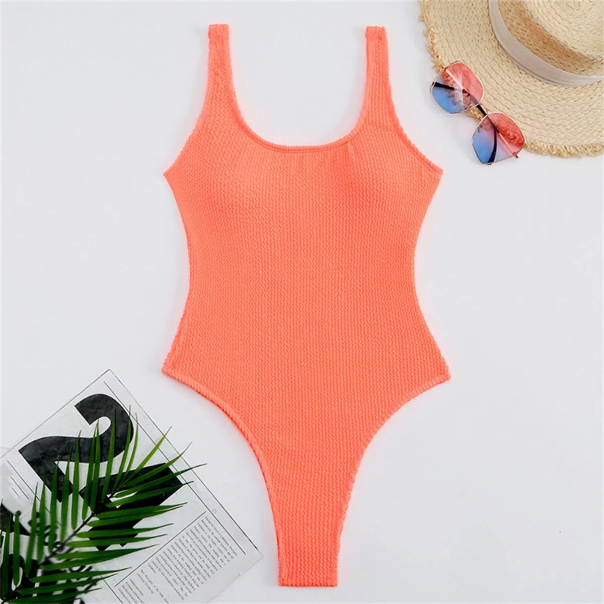 JiJiRuDU Badeanzug Damen Bauchweg High Waist Push up Monokini High Leg Cut Raffung Weicher RIPP Schwimmanzug Einteilige Bademode Swimsuit für Frauen