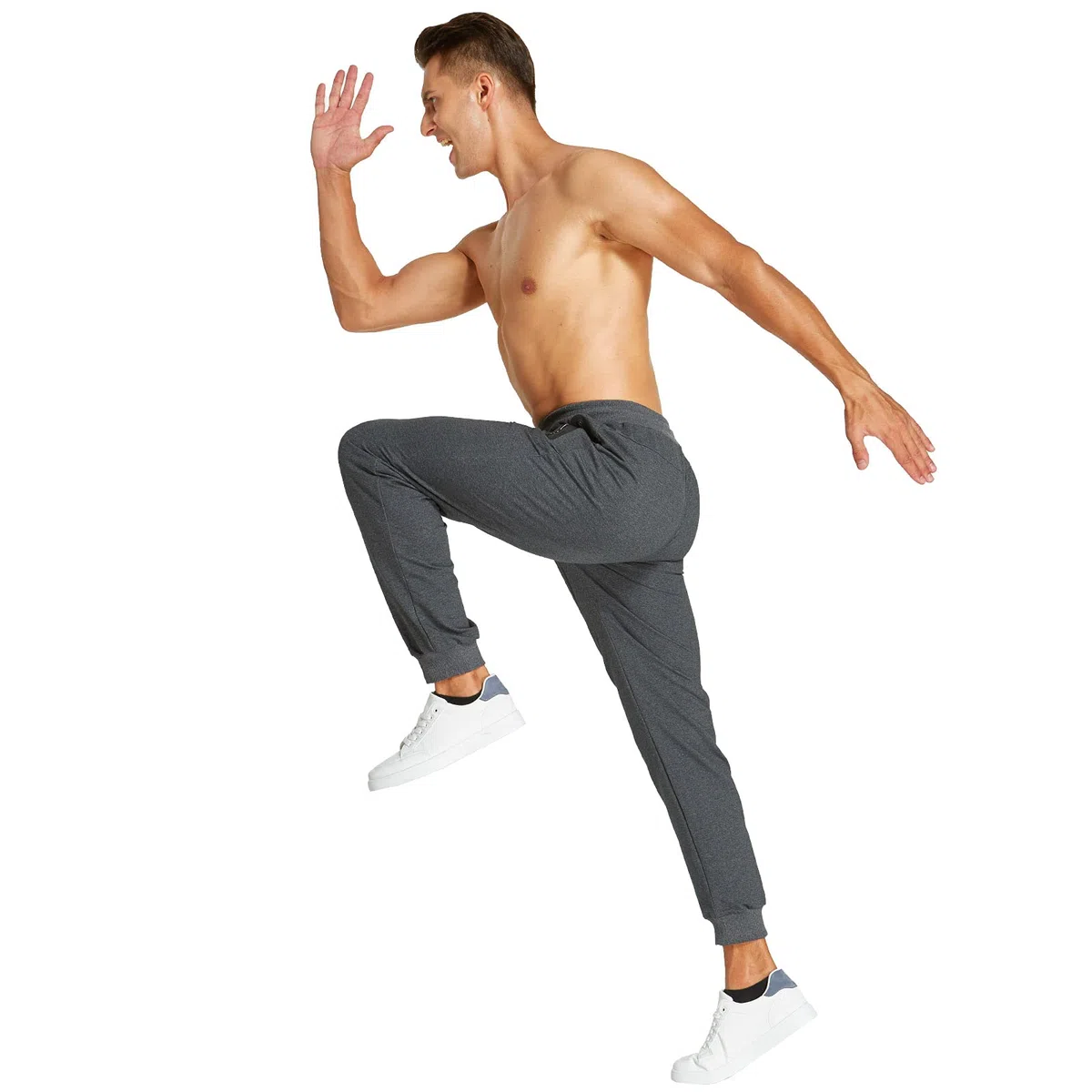 JustSun Jogginghose Herren Sporthose Baumwolle mit Reißverschlusstaschen