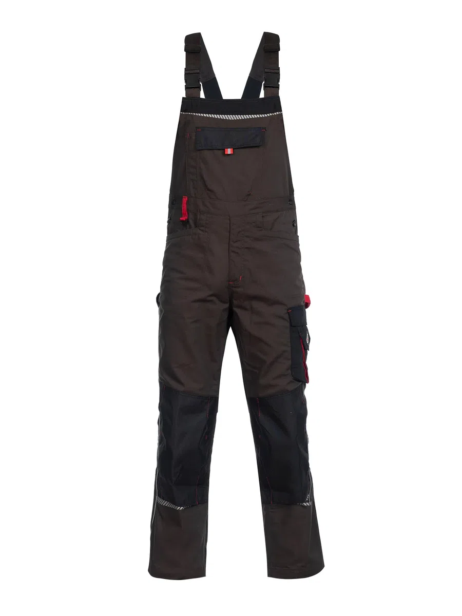 Prisma Arbeitshosen Männer Latzhose Herren Arbeitshose Mit Multifunktionstaschen, Verstärkte Knie Mit Kniepolstertaschen, Elastische Taille, Reflektierende Elemente, Arbeitslatzhose Herren Braun 46
