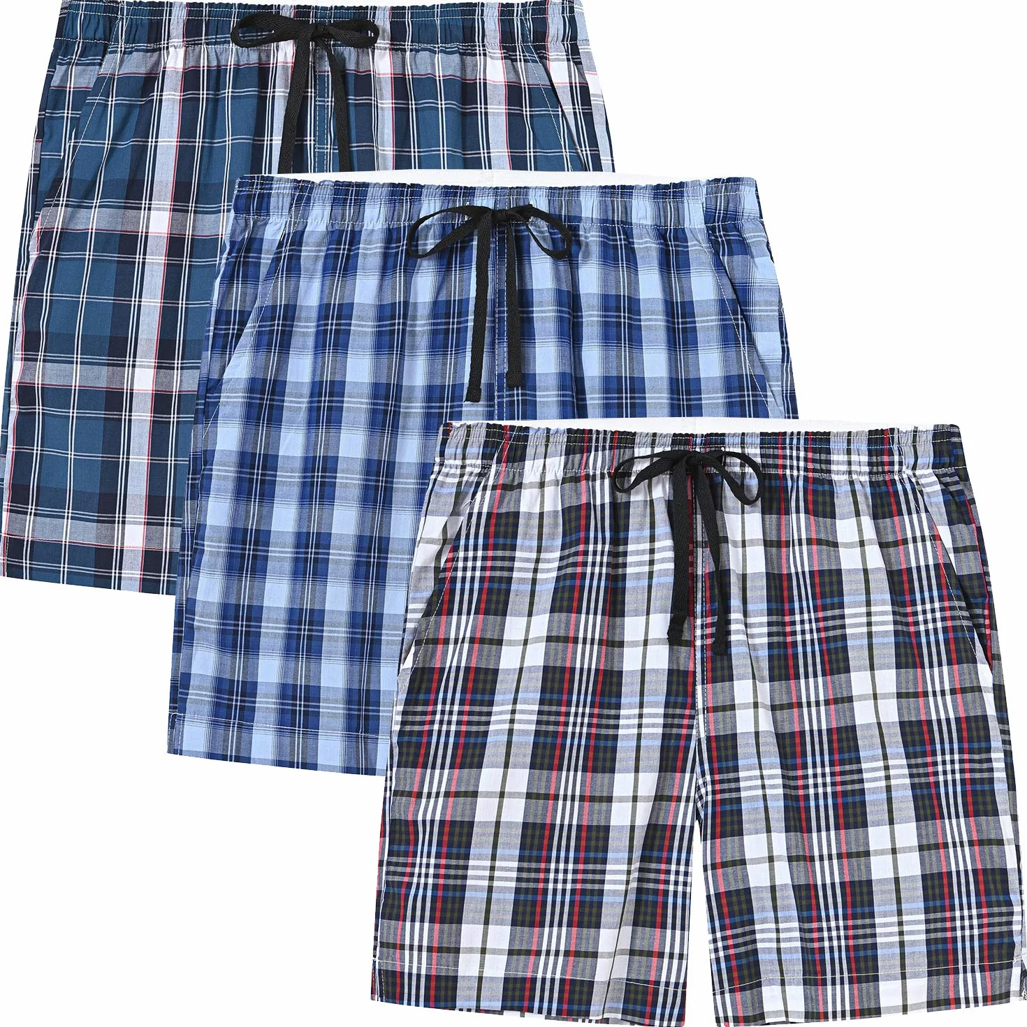 MoFiz Schlafshorts Jungen Baumwolle Kurz Pyjamahose Schlafanzug Karierte Hose Loungewear Nachtwäsche 7-15 Jahre