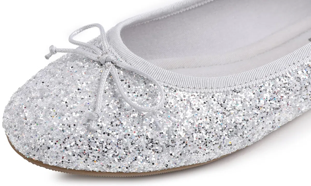 Feversole Round Glitter Ballerina,Damen Klassische Ballerinas Profilsohle
