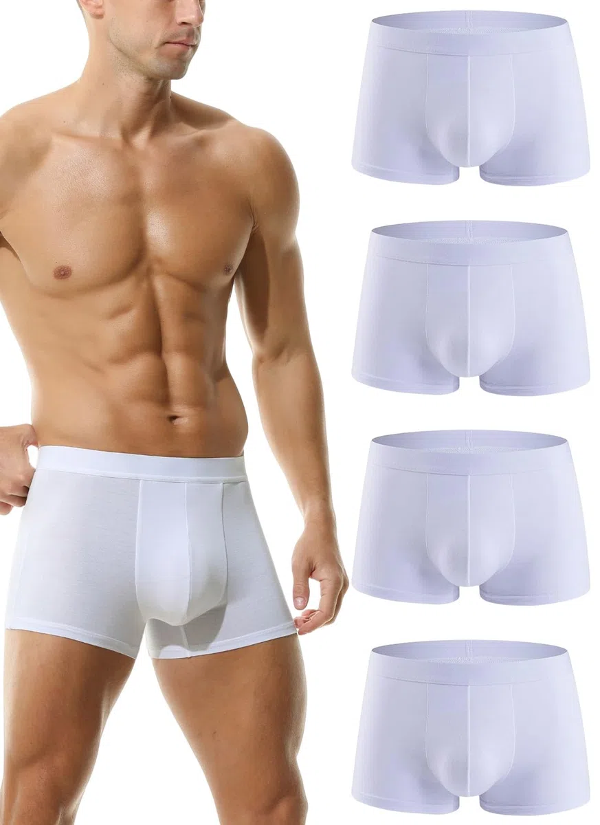 Hoerev Packung mit 4 Herren Super Soft and Comfortable Fiber Trunks Unterwäsche