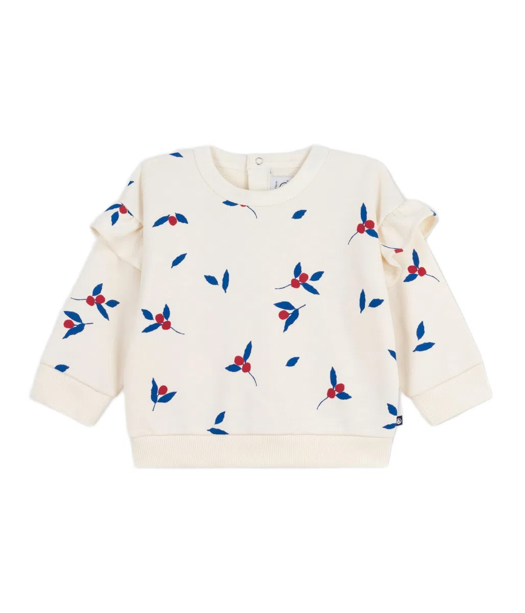 Petit Bateau Sweatshirt bébé en Coton imprimé Baies à Volants