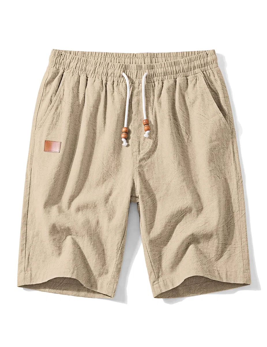 TARAINYA Leinen Kurze Hosen Herren Baumwolle mit Gummizug Freizeithose Shorts Herren Sommer Casual Leicht mit Taschen