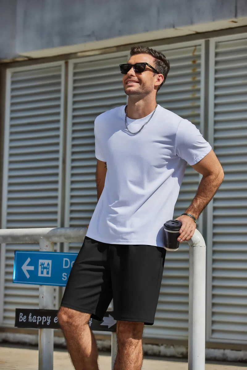 COOFANDY Kurze Hosen Herren Kurze Jogginghose Leichte Sommer Shorts Herrenshorts mit Taschen Sporthose Kurz Sweatshorts Elastische Taille