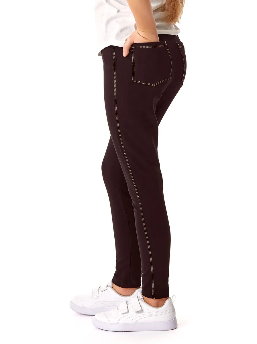 Mädchen Thermo Winter Jeggings Hose Leggings Thermohose für Kinder mit Taschen av58 Schwarz-Gold 152