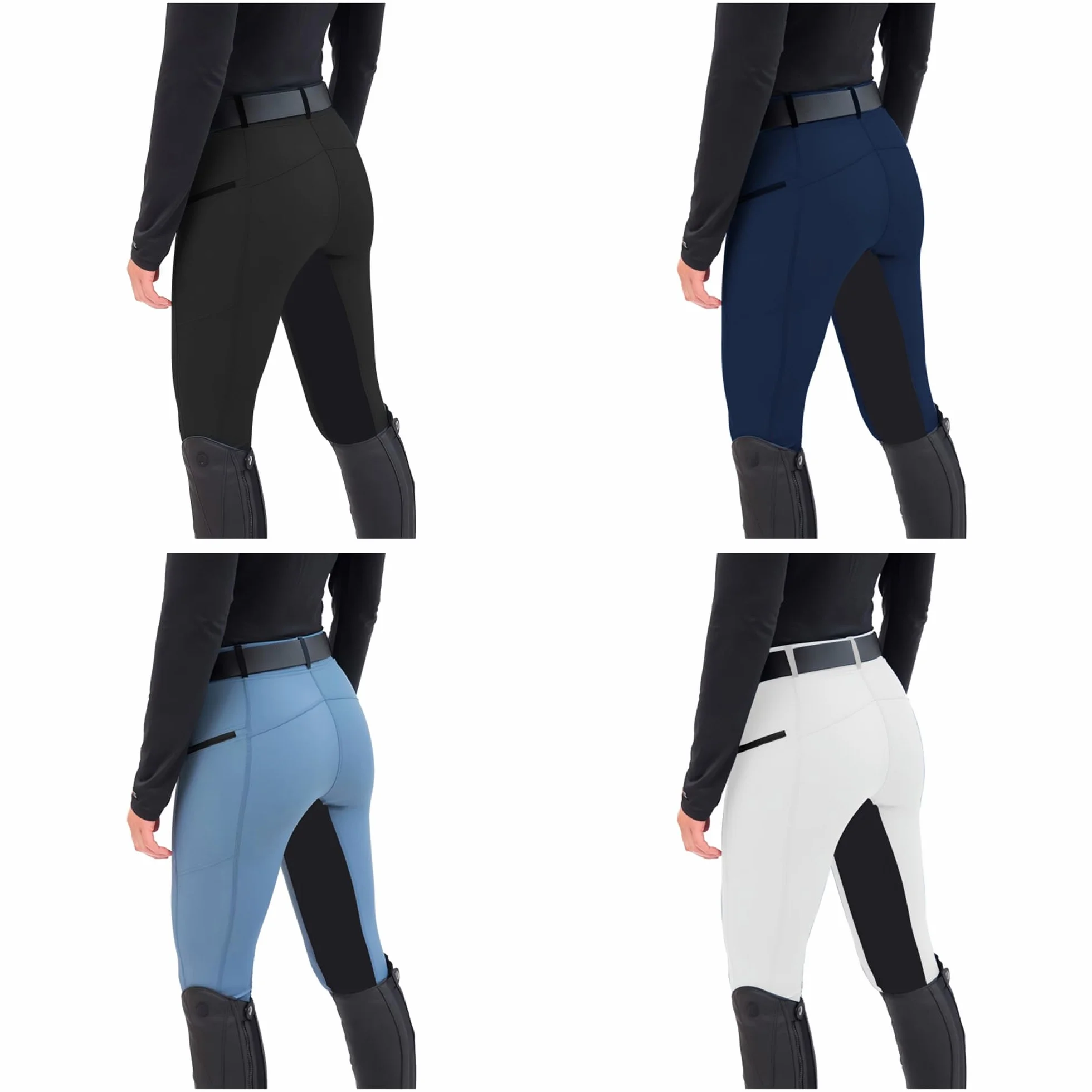 Chesoon Damen Reithose mit hoher Taille und Innenschenkel-Patchwork, Slim Fit