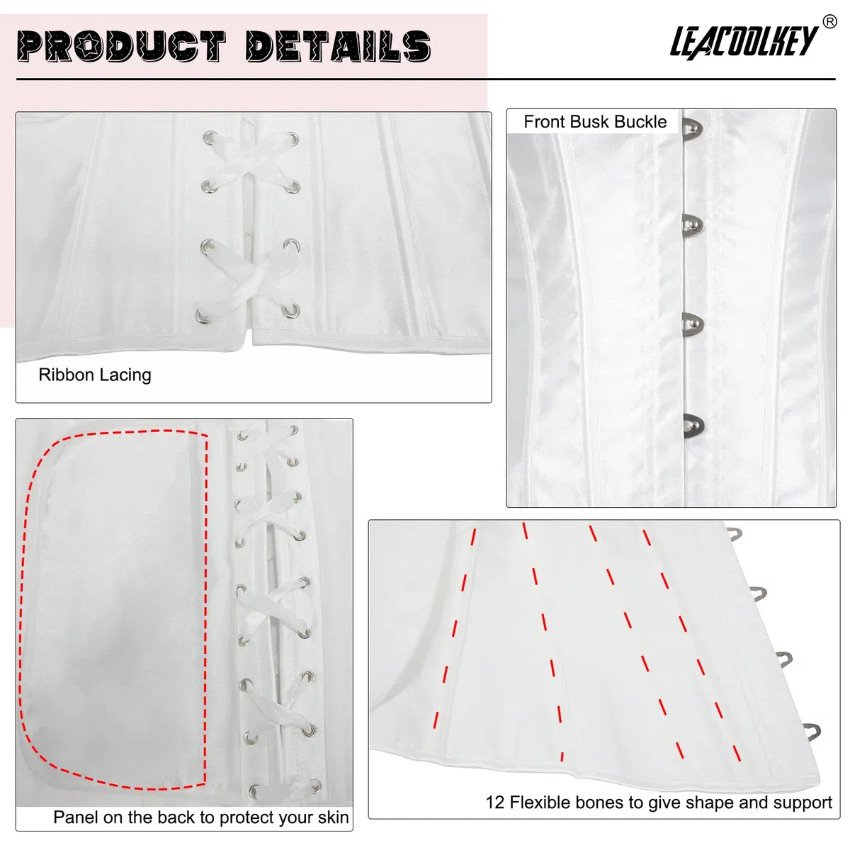 LEACOOLKEY Damen Corsage Korsett Top Bustiers Vollbrust Gothic Corsette Bodyshaper Waist Cincher XS-XXL