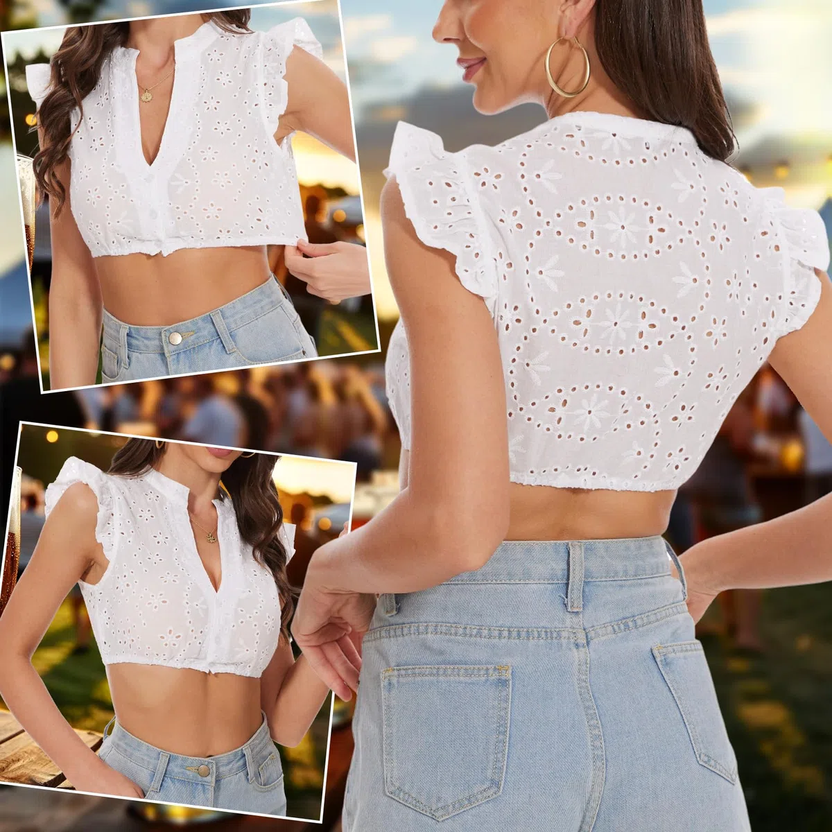 Dirndl Bluse Damen Weiß Dirndlbluse Trachtenbluse Damen Kurzarm V-Ausschnitt für Oktoberfest S-XXL