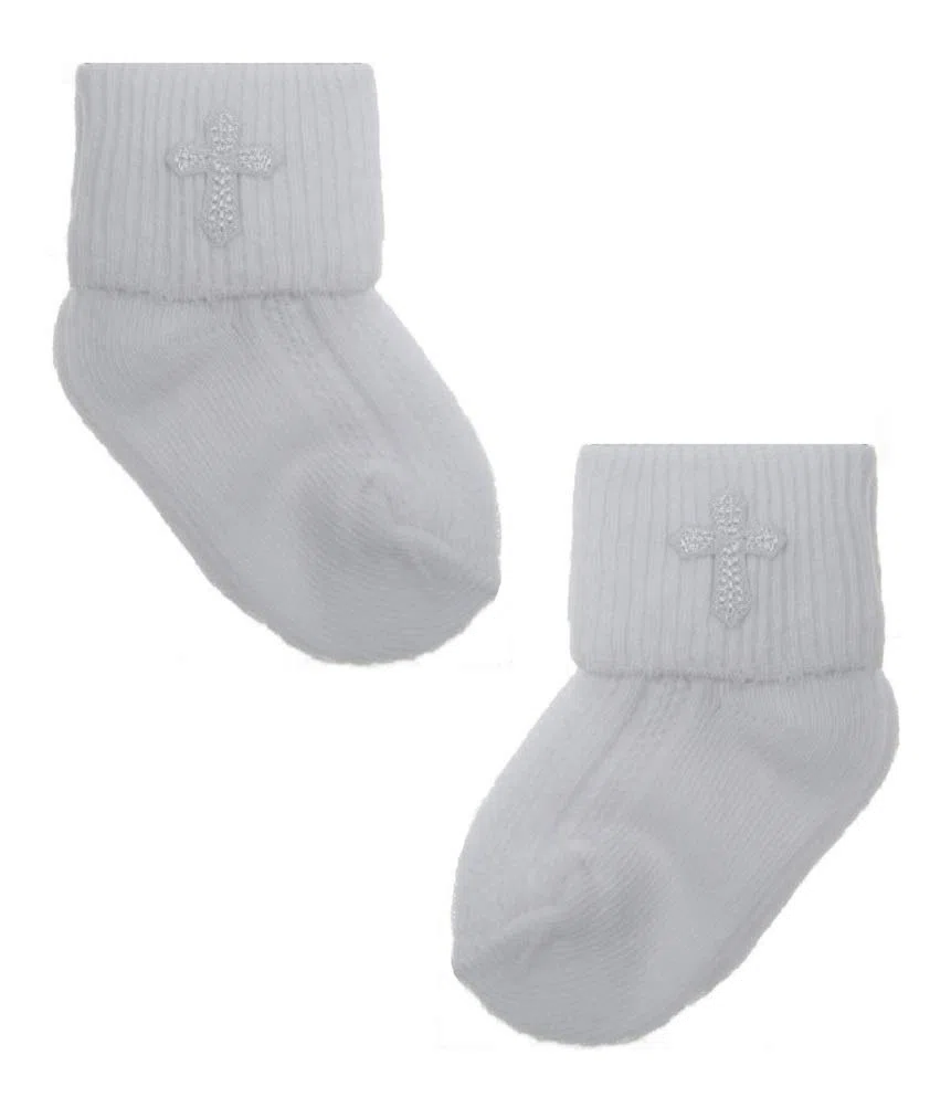 Baby Mädchen Jungen Taufsocken mit gesticktem Kreuz