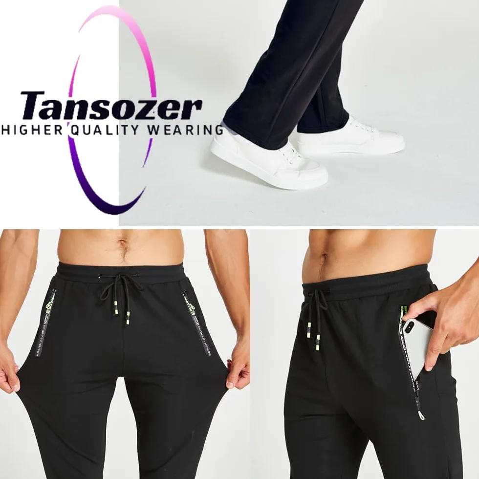 Tansozer Jogginghose Herren Baumwolle Ohne Bündchen mit Reißverschlusstaschen