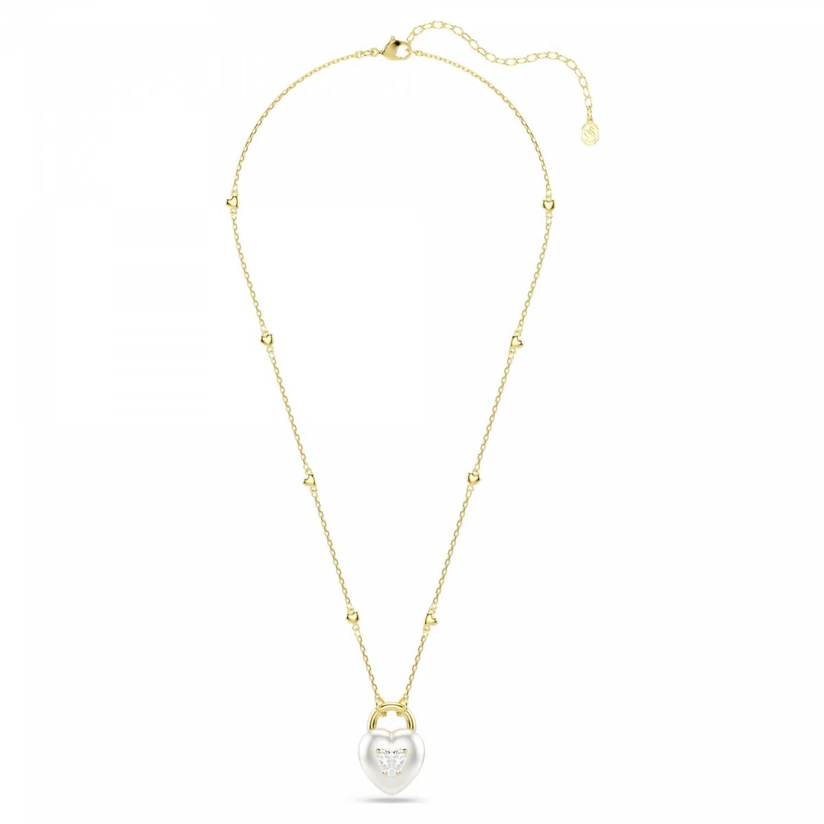 Swarovski Idyllia Anhänger, Verschiedene Schliffe, Herz, Weiß, Goldlegierungsschicht
