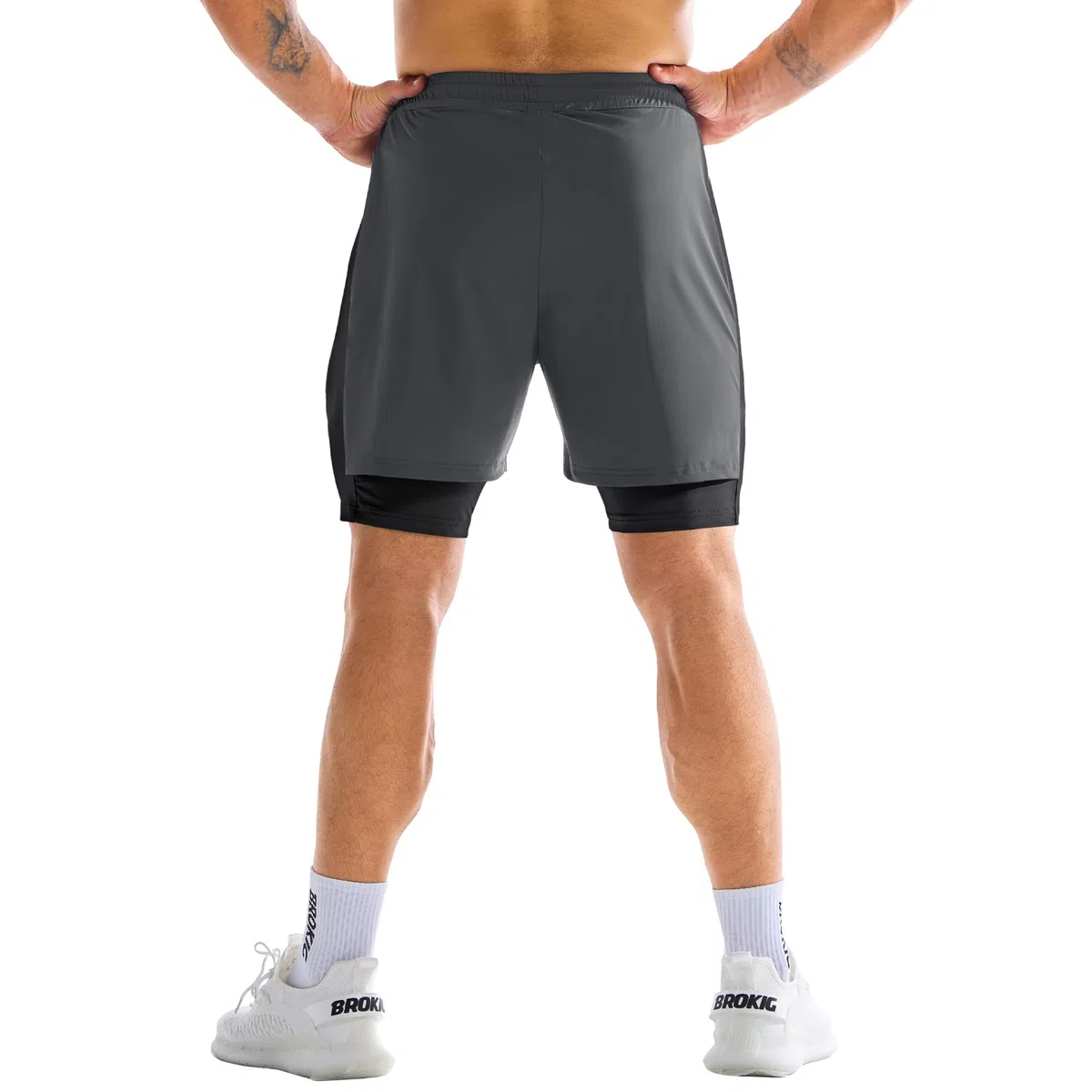 BROKIG Kurze Sporthose Herren 2 in 1 Laufshorts, Leichte Trainingsshorts Gym Shorts Herren