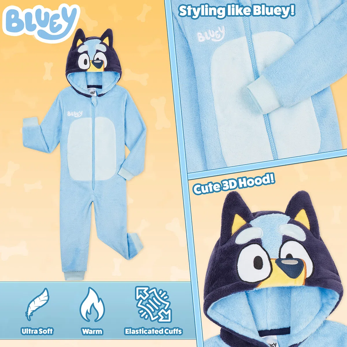 BlueY Jungen Fleece Jumpsuit mit Kapuze, kuscheliger Overall – Geschenke für Jungs