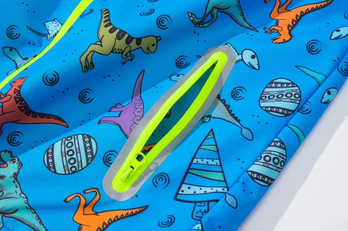 Kinder Regenjacke Kleinkind Übergangsjacke Dinosauriern Wasserdicht Outdoorjacke Winddicht mit Kapuzen