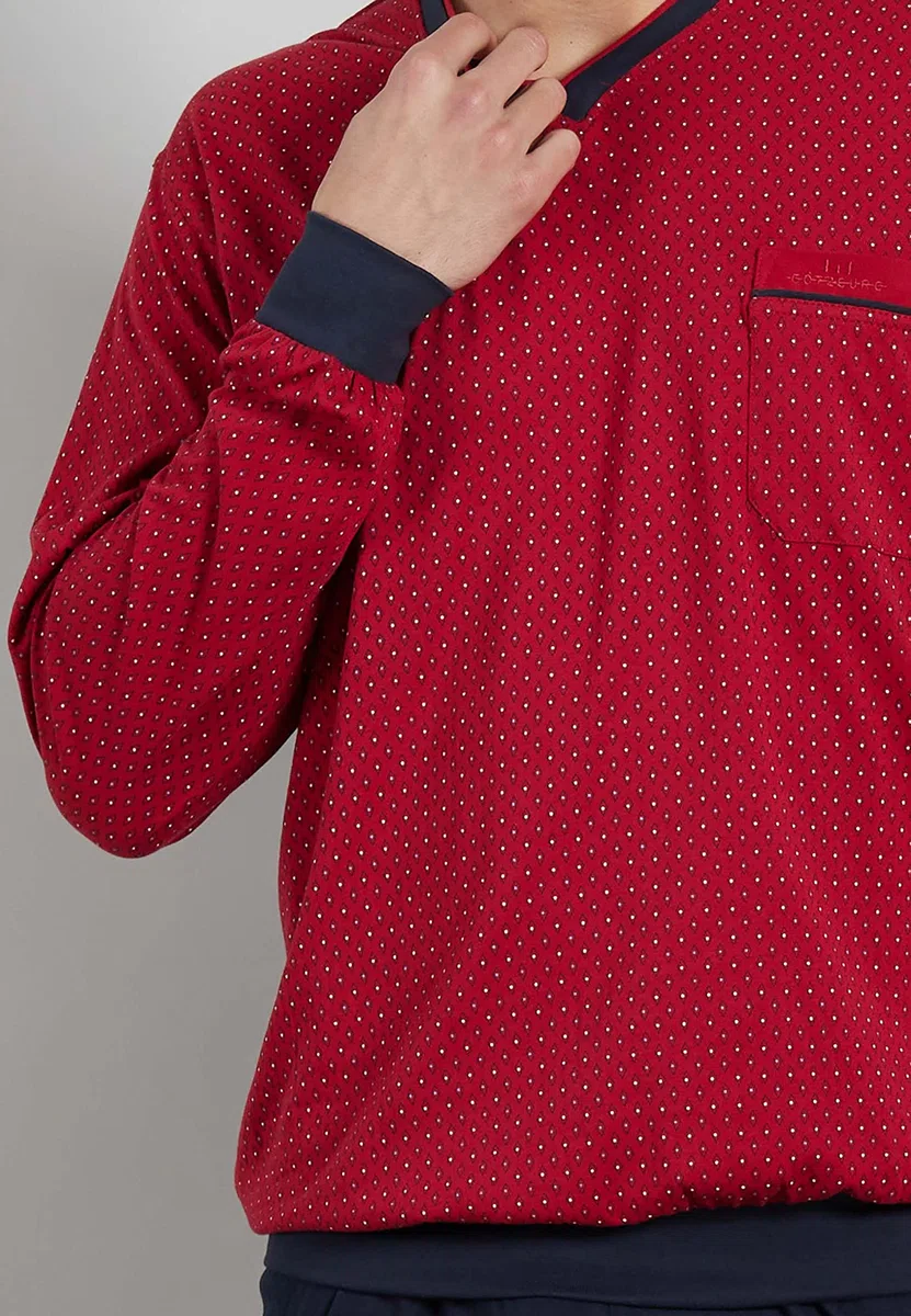 Götzburg Herren Pyjama Schlafanzug lang mit Bündchen (chili pepper)