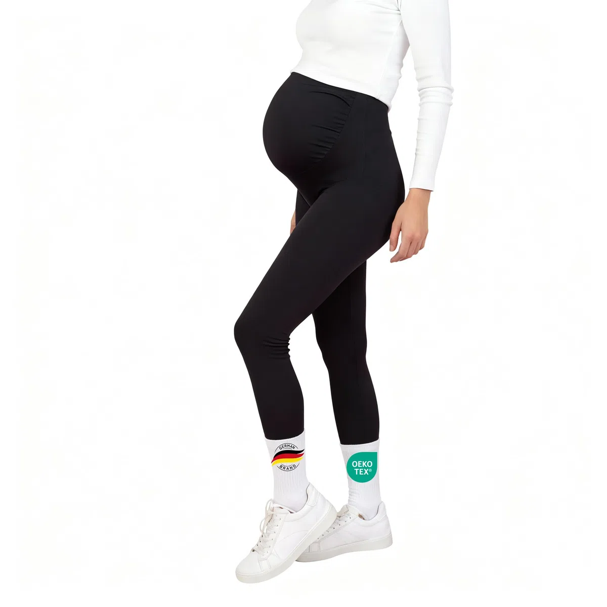 Schwangerschaftsleggings | Blickdichte Umstandsleggings (High Waist) stützt den Babybauch - elastisch bequem & weich | Umstandsmode für Jede Phase