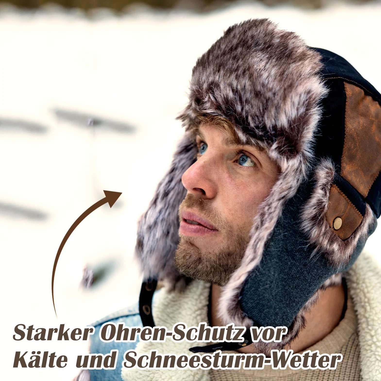 Comhats warme Baumwolle Trappermütze Herren Hut Unisex Fliegermütze Fellmütze Erwachsenen