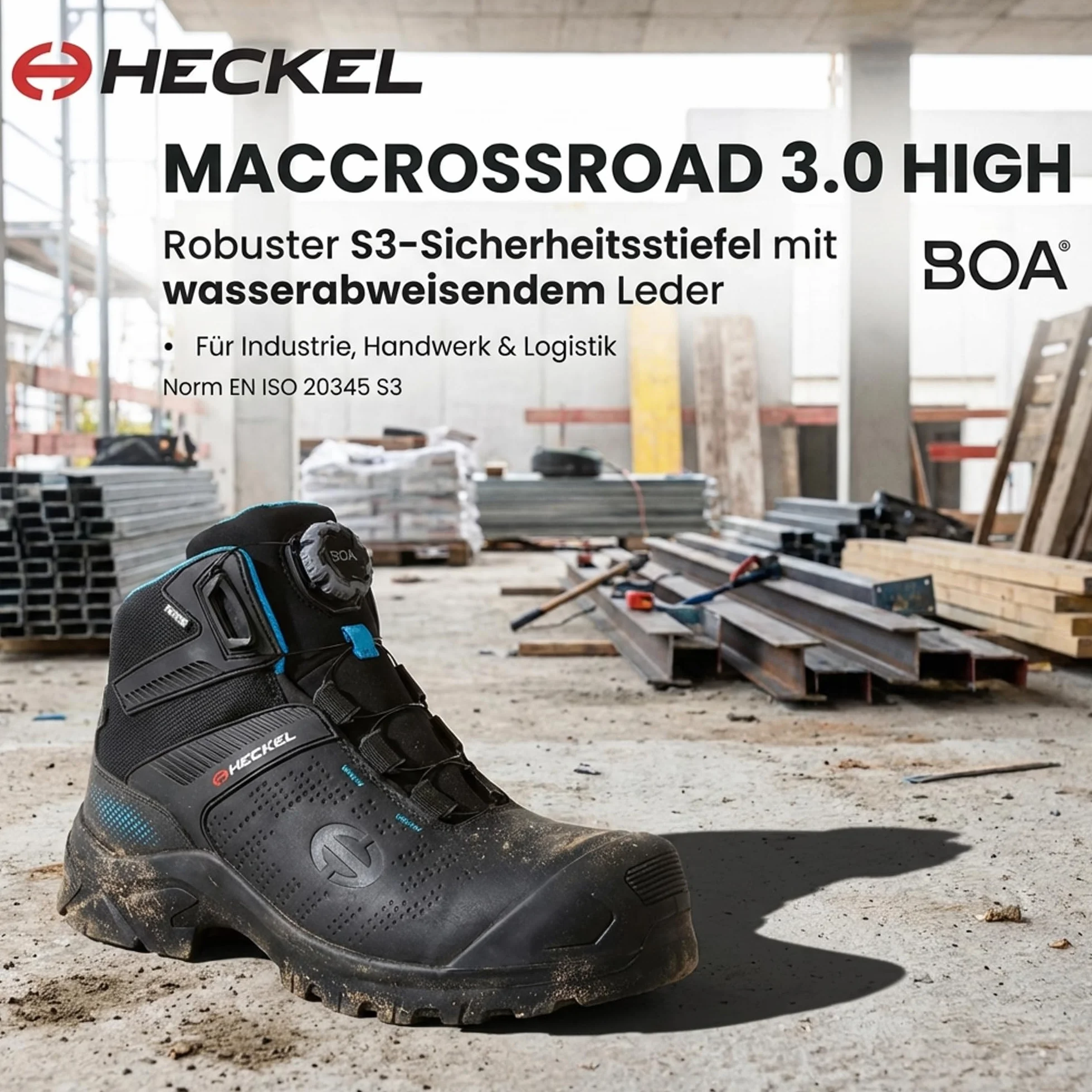 Heckel MACCROSSROAD 3.0 S3 Sicherheitsstiefel - Sicherheitsschuhe mit BOA Verschluss - wasserabweisend