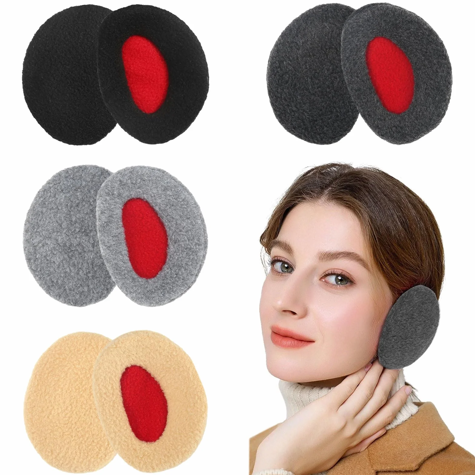 DELAESI 4 Paar Ohrenwärmer Ohrenschützer Winter Ohrenwärmer Damen Herren Flaumig Ohrenwärmer Fahrradhelm Verdickte Warme Ohrwärmer für Outdoor Aktivitäten