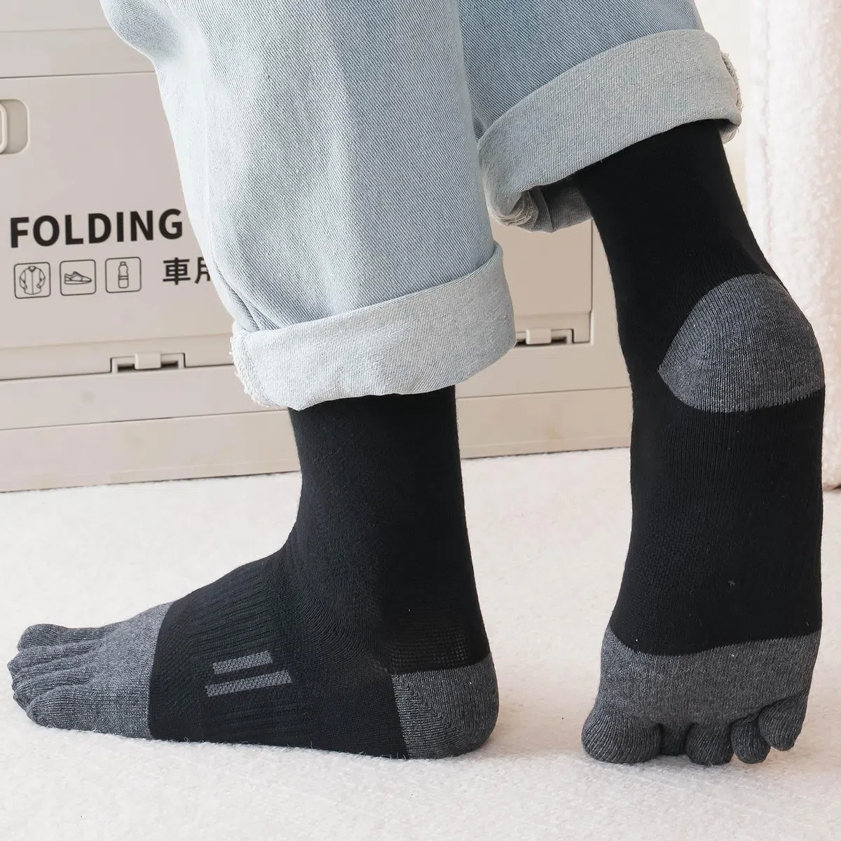 Herren Zehensocken Baumwolle,Five Fingers Socken für Sport Laufende,Sportsocken für Herren 4 Paar