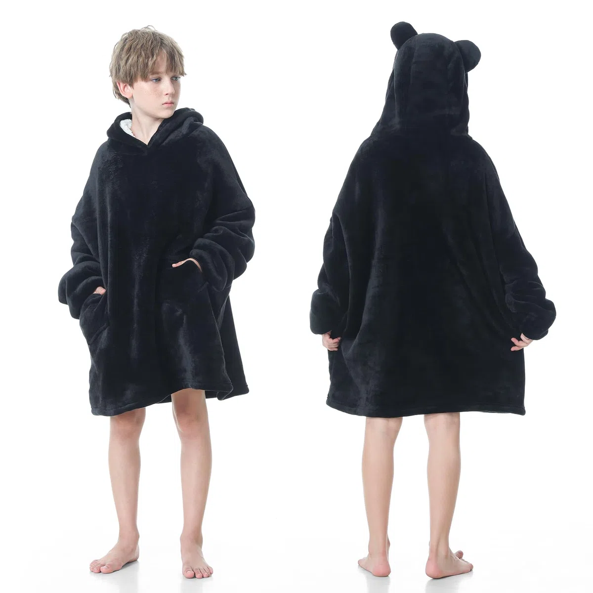 MOKANI ÜBergroßE Hoodie Decke Kinder mit äRmel Tragbare Kapuzenpullover, Super Weich Warmes Bequeme Sweatshirt mit Tasche füR Junge MäDchen