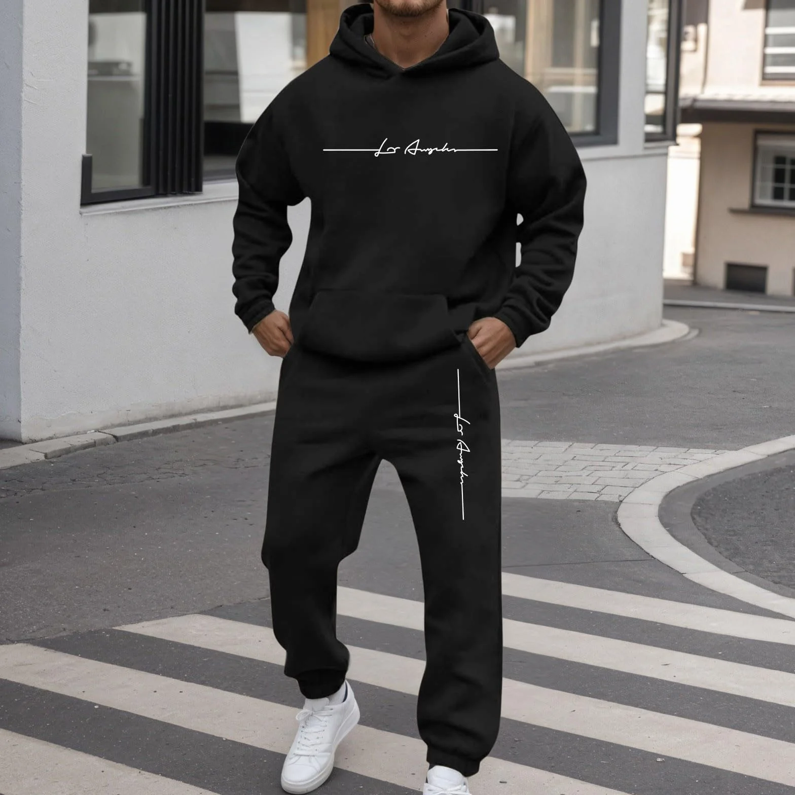 Jogginganzug Herren Trainingsanzug Activewear Y2K Langarm Hoodie + Baggy Jogginghose 2-Teilig Sportanzug Jogging Anzug Set Mit Taschen Hausanzug Tracksuit Schwitzanzug