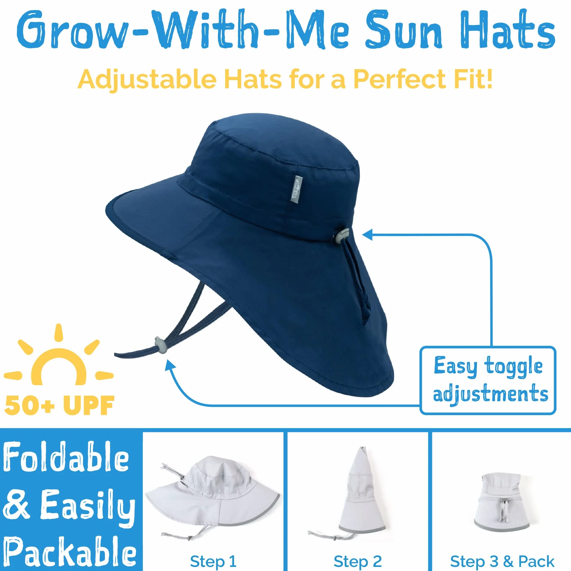 Jan & Jul Mädchen 'Grow-with-Me' Baumwoll-Xplorer-Sonnenhut mit großer Krempe