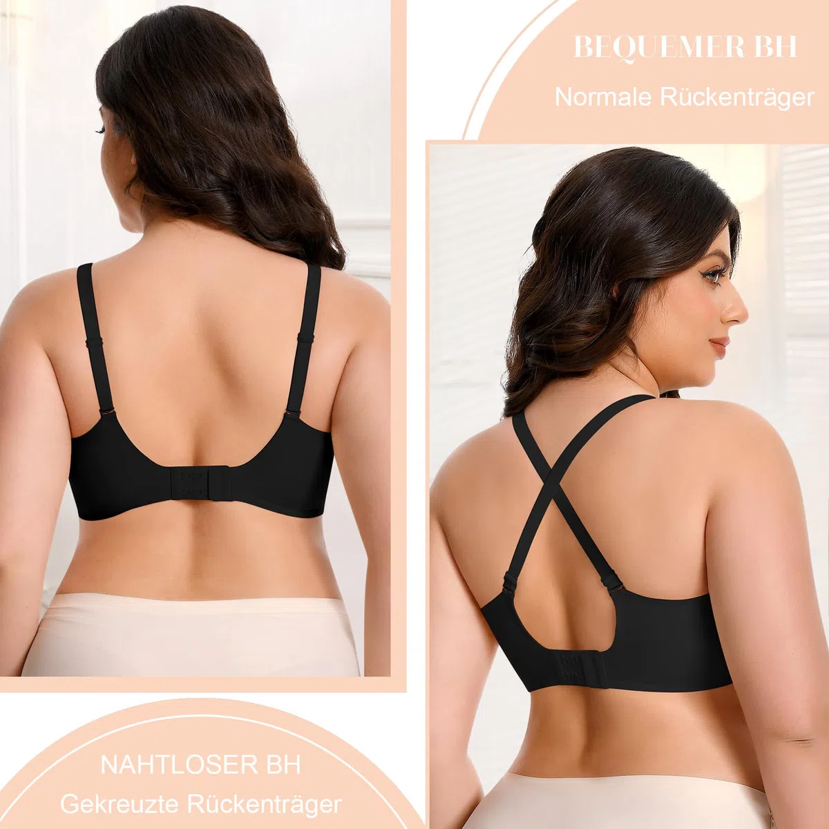 Ganado Damen BH Tiefem V-Ausschnitt Nahtloser BH Ohne Bügel Push Up BHS Bralette Soft Bequem BHS Bügellos Bustier