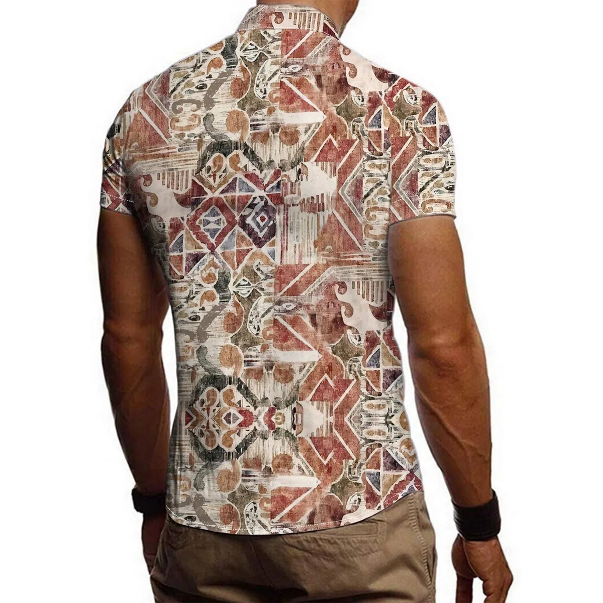 Herren Hemd Kurzarm Sommer Casual Shirt Strand Kurzarmhemd Button Down