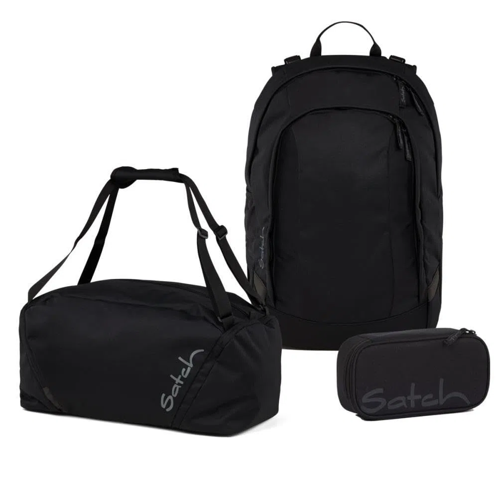 Satch Air Schulrucksack Set 3tlg. inkl. Schlamperbox und Sporttasche (Blackjack)