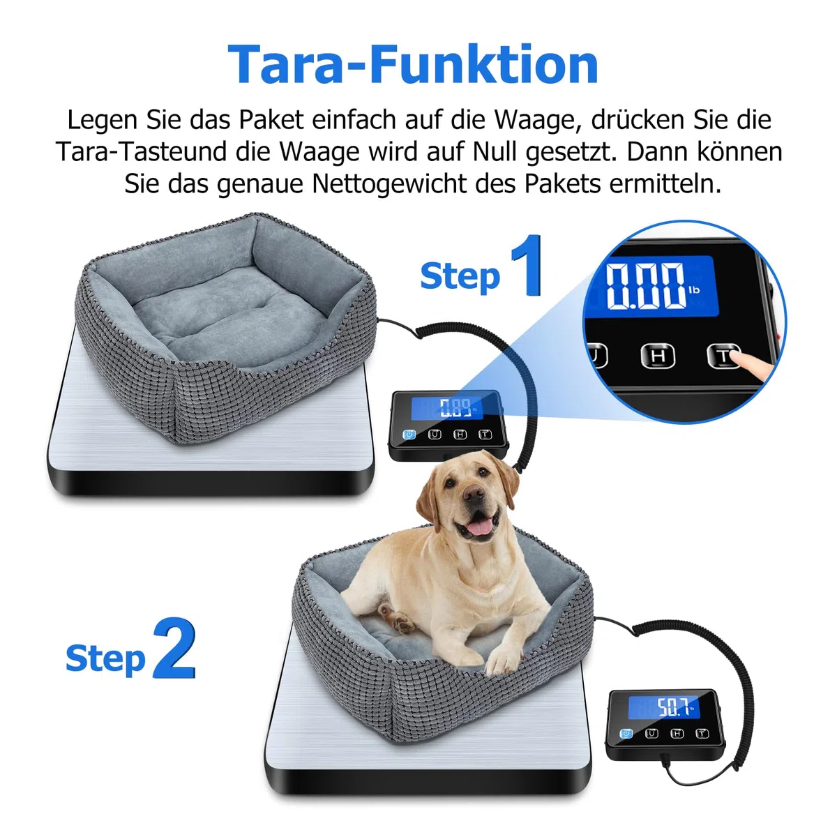 KUAIVO Paketwaage, 200kg/10g Hochpräzise Plattformwaage mit LCD/Hold/Tara Funktion, Postwaage aus Edelstahl für Pakete, Gepäck, Lagerhaus, Unternehmen und für den Hausgebrauch, Aufladbar