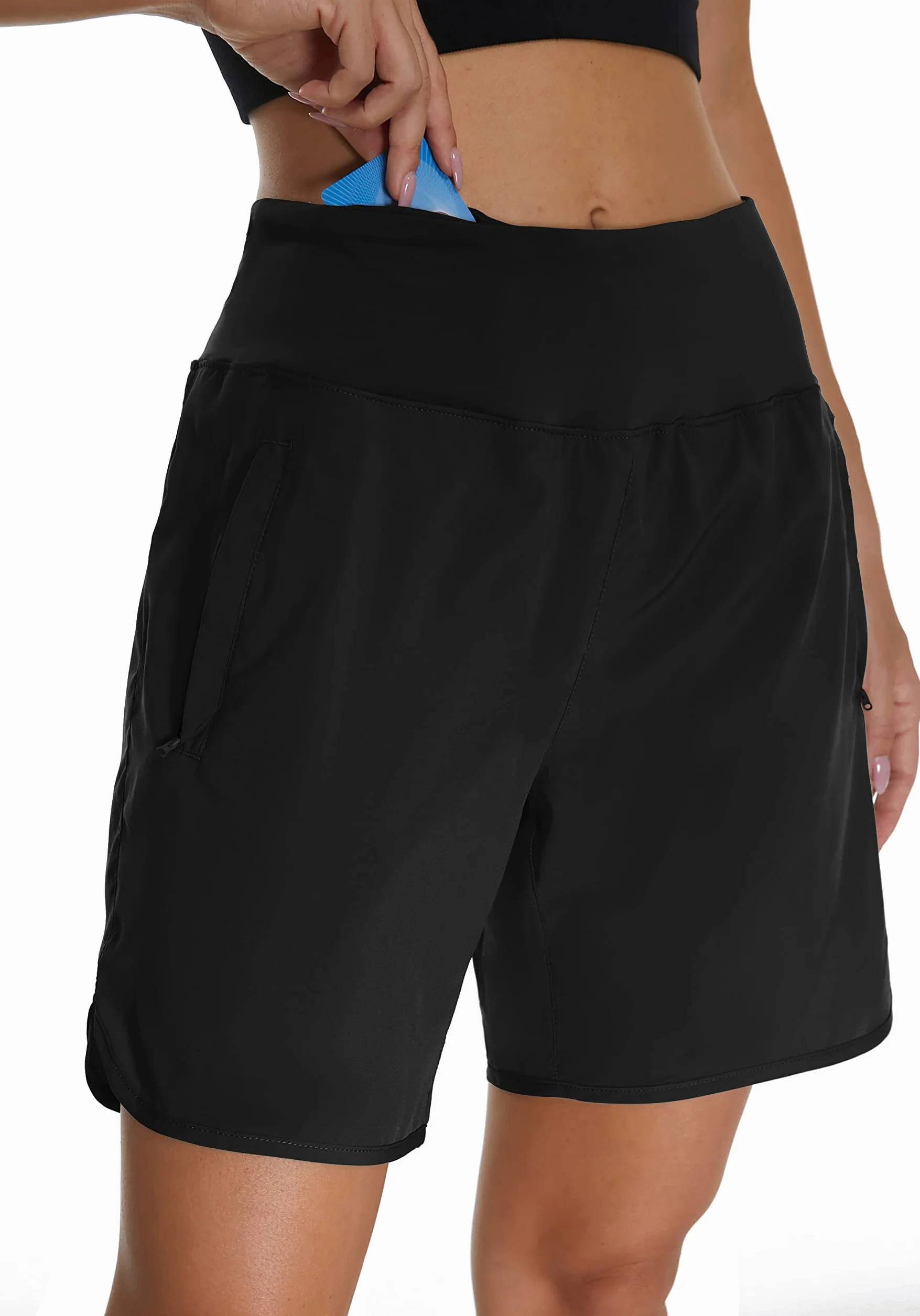 Mesing Sporthose Damen Kurz Laufshorts High Waist Laufhose Wanderhose Kurze Hose Sommer Atmungsaktiv Radlerhose Tennis Sport Shorts