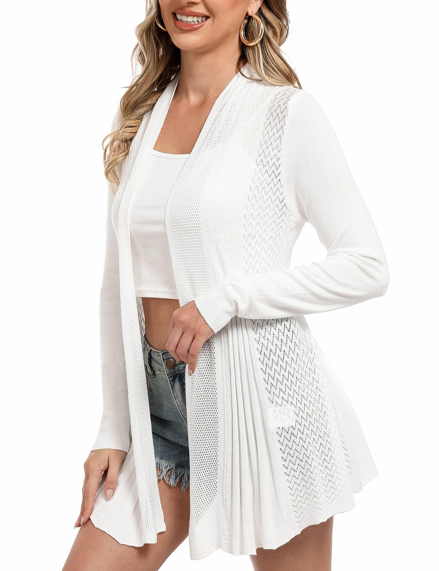 iClosam Strickjacken für Damen Dünne Casual Sommerjacke Langarm Cardigan Strickpullover Outwear Open Front Strickjacke