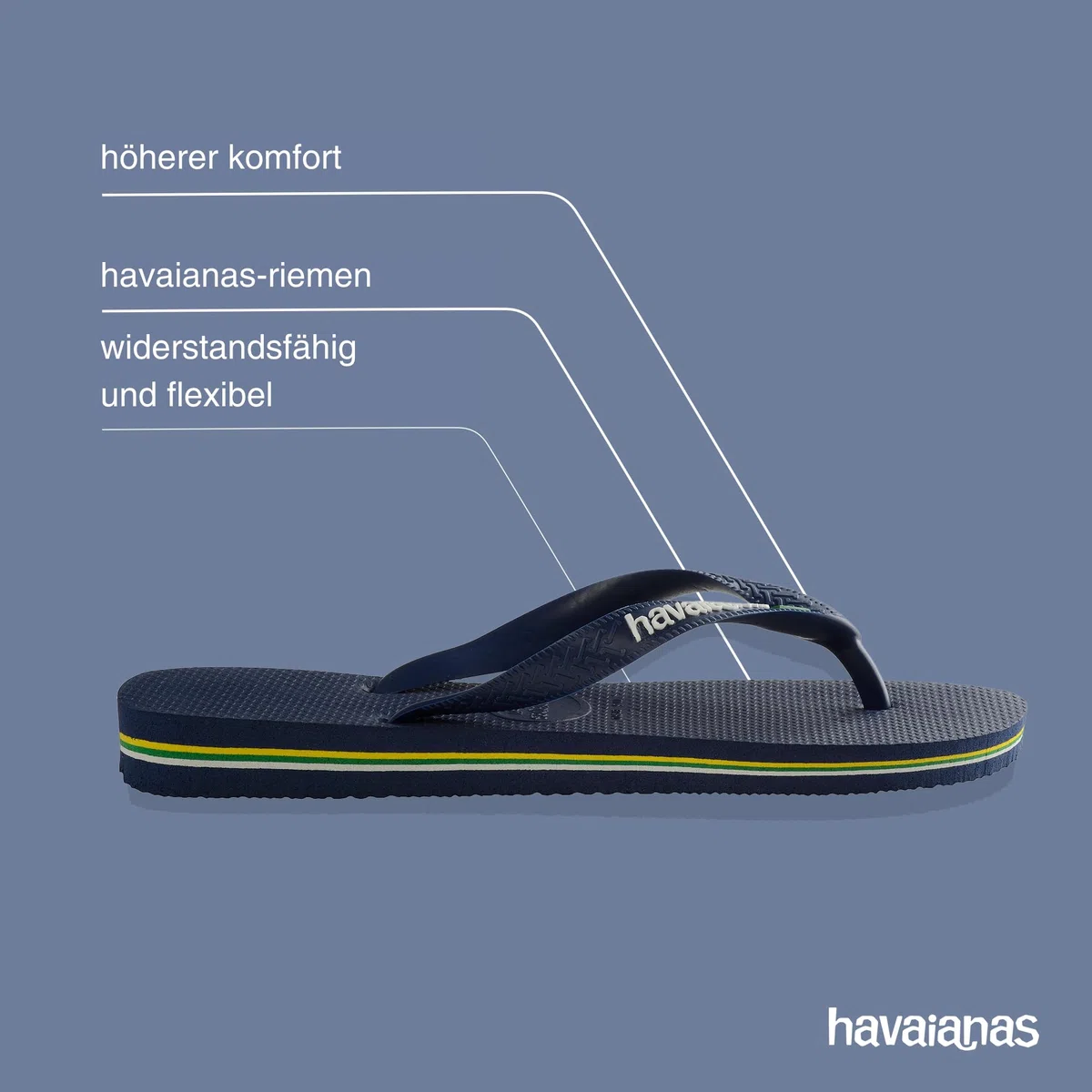 Havaianas Brasil Logo Zehensandalen Herren Schwarz Zehensandalen Shoes