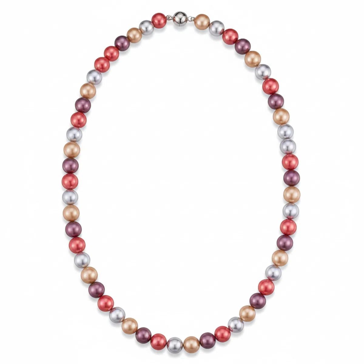 Perlenkette Collier Halskette Damen Kette Perlencollier echte Muschelkern-Perlen 44cm Magnet Verschluss