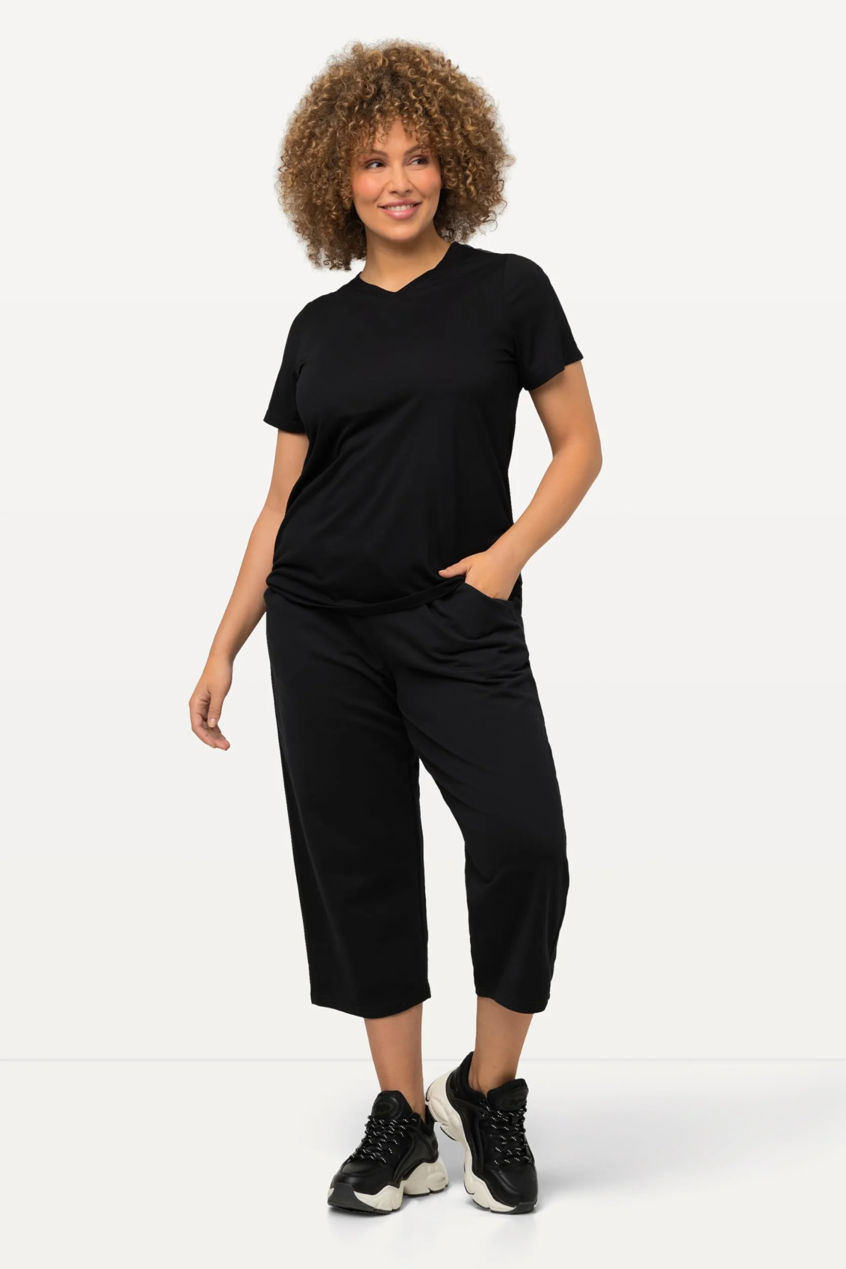 Ulla Popken Damen große Größen Übergrößen Plus Size 7/8-Jogginghose, gerades Bein, Elastikbund 641038