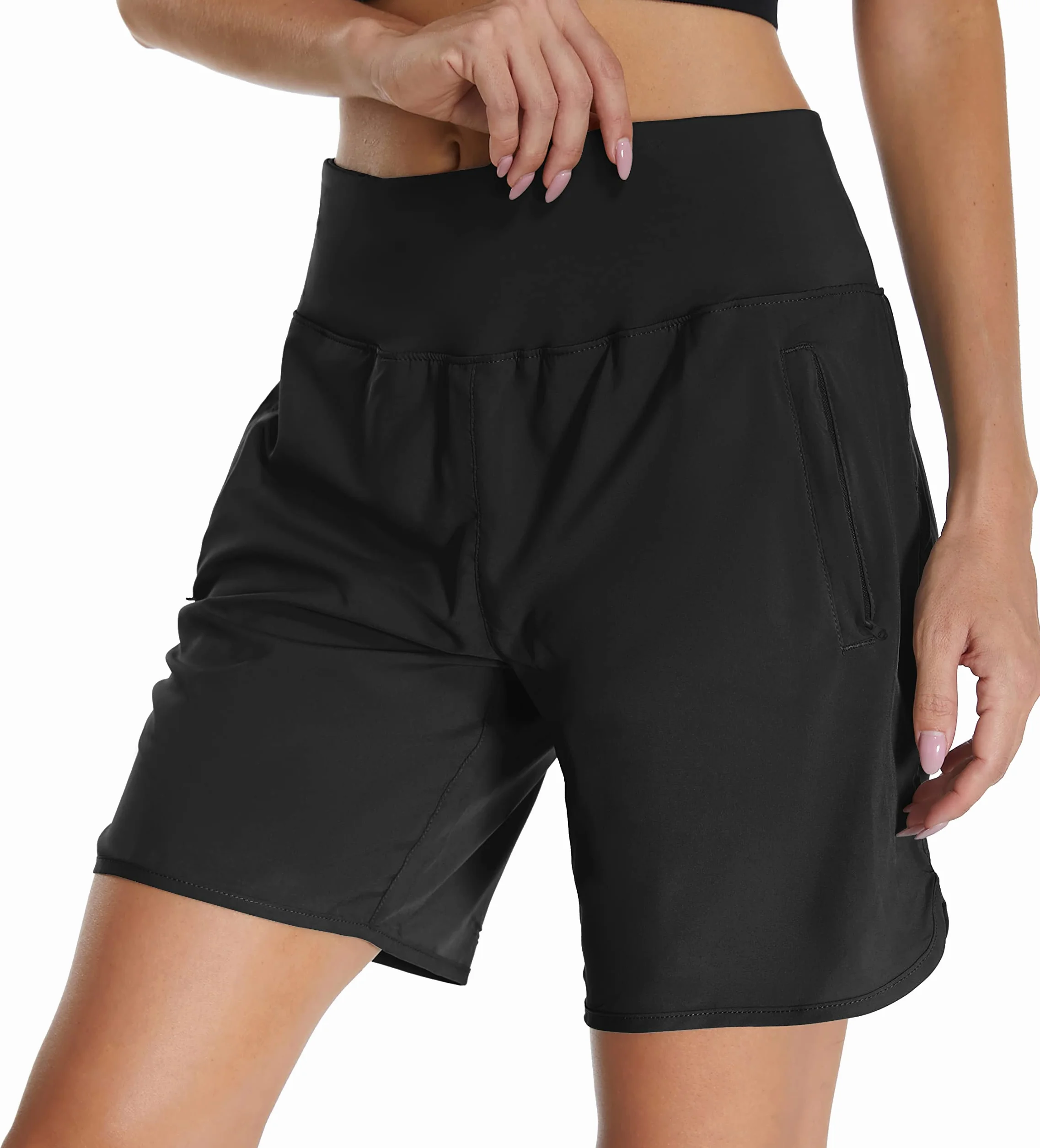 Mesing Sporthose Damen Kurz Laufshorts High Waist Laufhose Wanderhose Kurze Hose Sommer Atmungsaktiv Radlerhose Tennis Sport Shorts