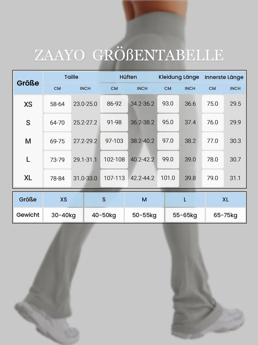 ZAAYO Flared Leggings Damen Invisible Scrunch Butt Yogahose Damen Push Up Sport Leggings Flared Sporthose Hohe Taille Schlaghose Bootcut Gym Yoga Workout Leggings